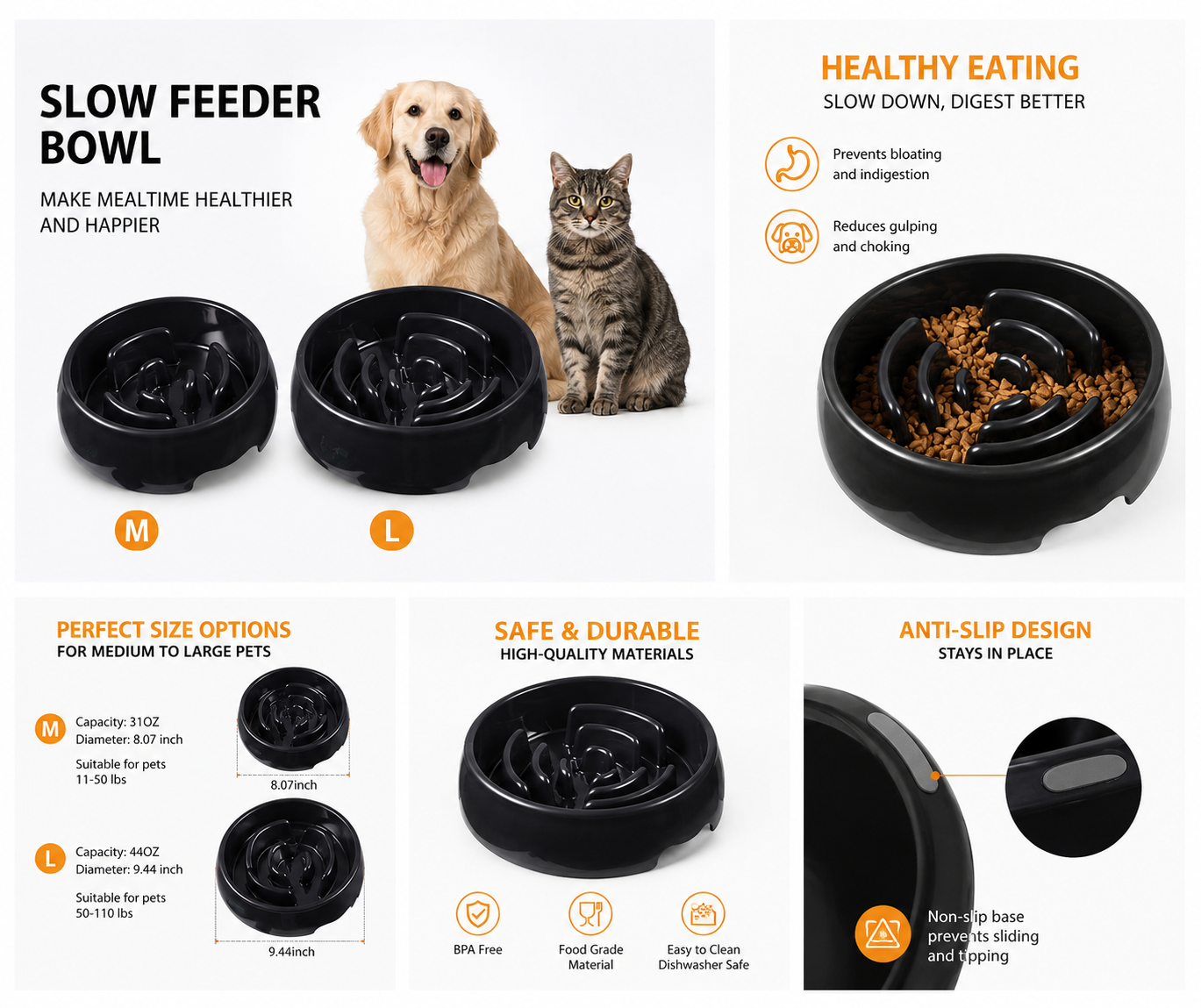 Yyoupet Slow Feeder Dog Bowl — Maze Puzzle Bowl for Fast Eaters, Anti-Gulp & Bloat Prevention