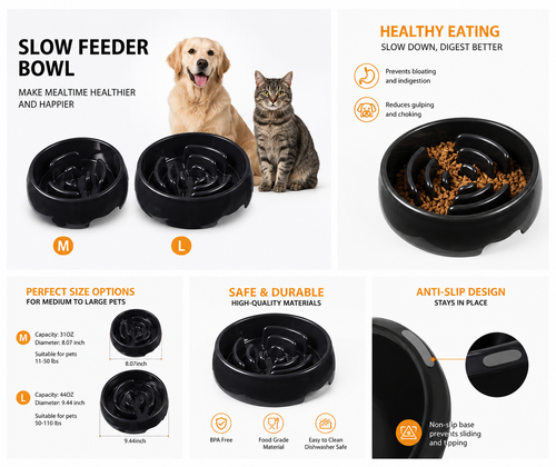 Yyoupet Slow Feeder Dog Bowl — Maze Puzzle Bowl for Fast Eaters, Anti-Gulp & Bloat Prevention