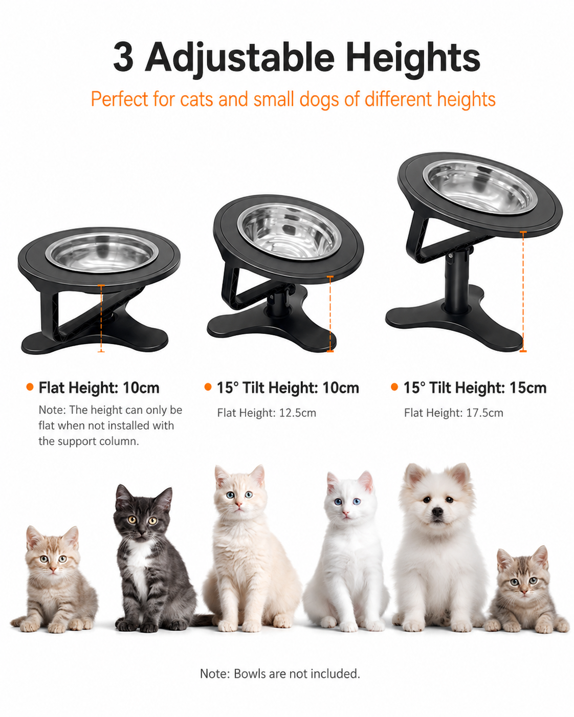 Yyoupet Elevated Pet Bowl Stand — Adjustable Height Raised Feeder for Cats & Small Dogs