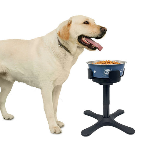 Raised Dog Bowl Stand Adjustable Height — Tilted Elevated Pet Feeder with Stainless Steel Bowl for Large, Medium & Small Dogs