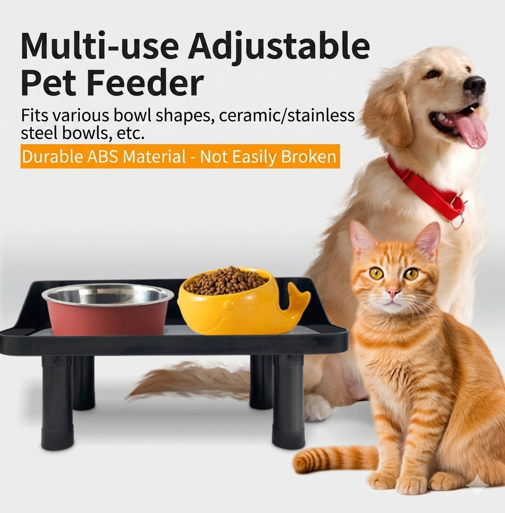 Yyoupet Elevated Dog Bowl Stand — Adjustable Raised Pet Feeder for Dogs & Cats
