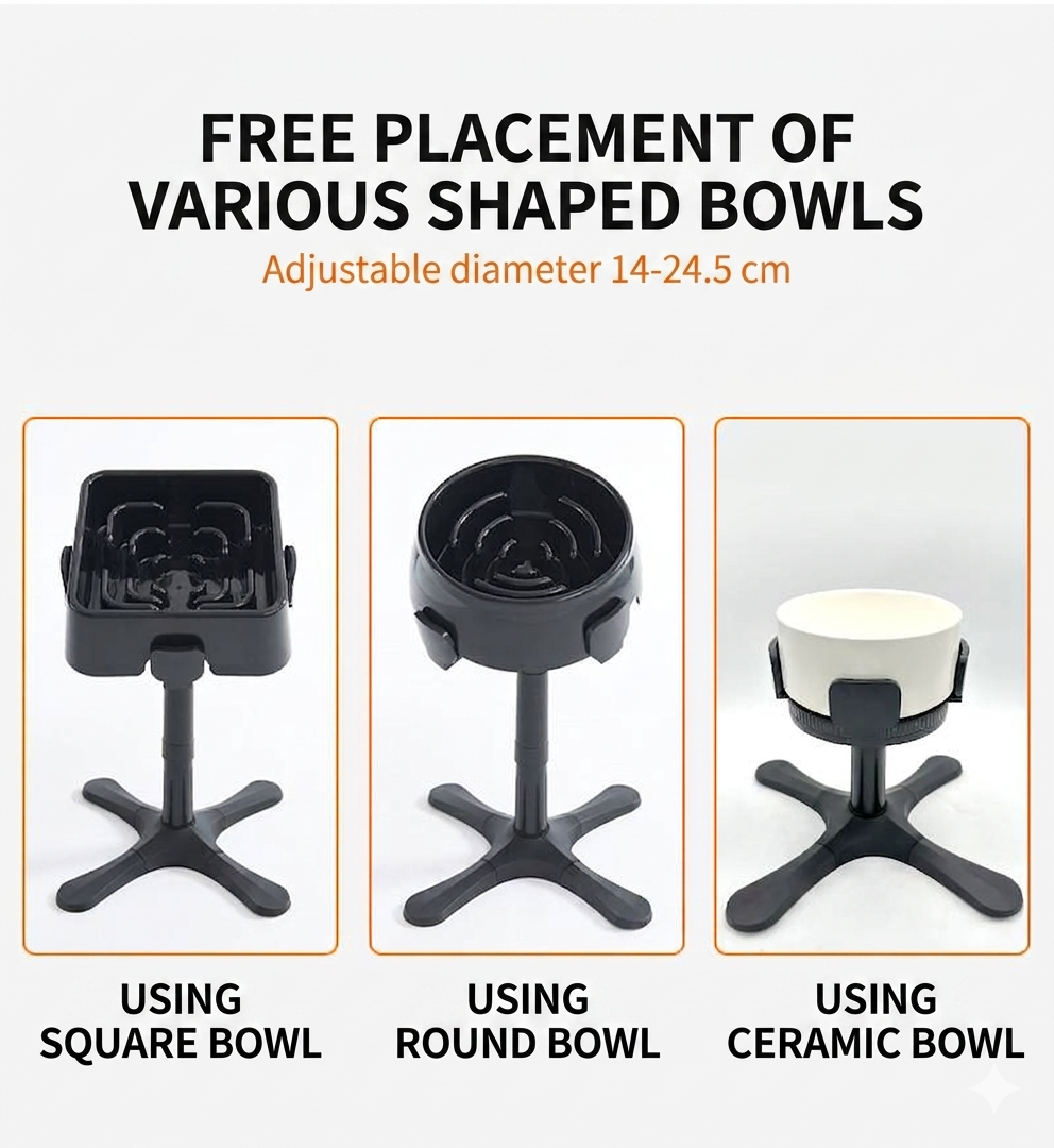 Raised Dog Bowl Stand Adjustable Height — Tilted Elevated Pet Feeder with Stainless Steel Bowl for Large, Medium & Small Dogs